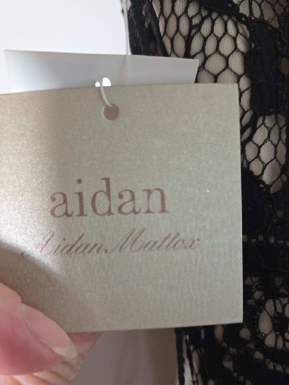 Aidan Mattox Black Lace Maxi with Nude Underlay Size 12 NWT - Picture 5 of 6